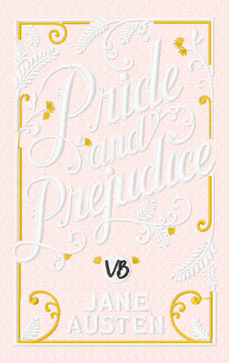 Pride and Prejudice for Vicki with navy blue initials