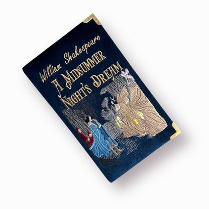 Embroidered Clutch - William Shakespeare - navy blue velvet purse