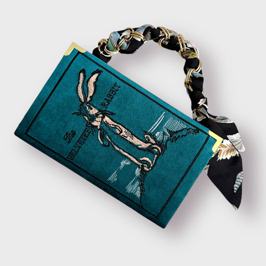 Embroidered Clutch - Velveteen Rabbit - green purse