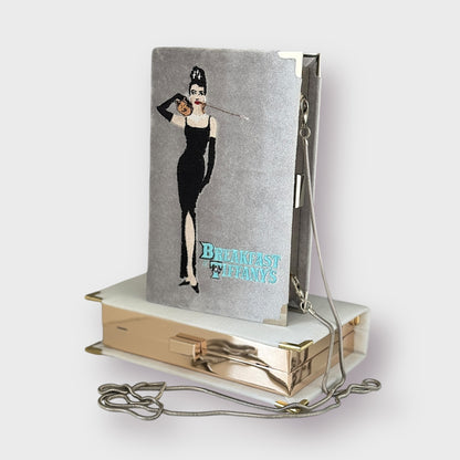 Embroidered Clutch - Breakfast at Tiffany’s - silver purse