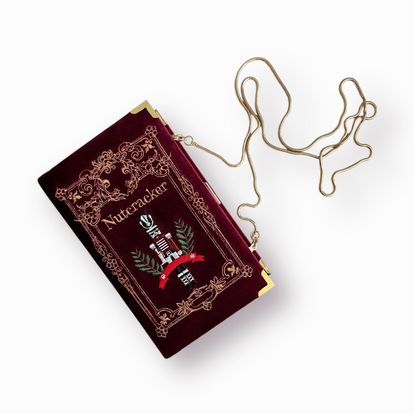 Embroidered Clutch - The Nutcracker - burgundy red purse