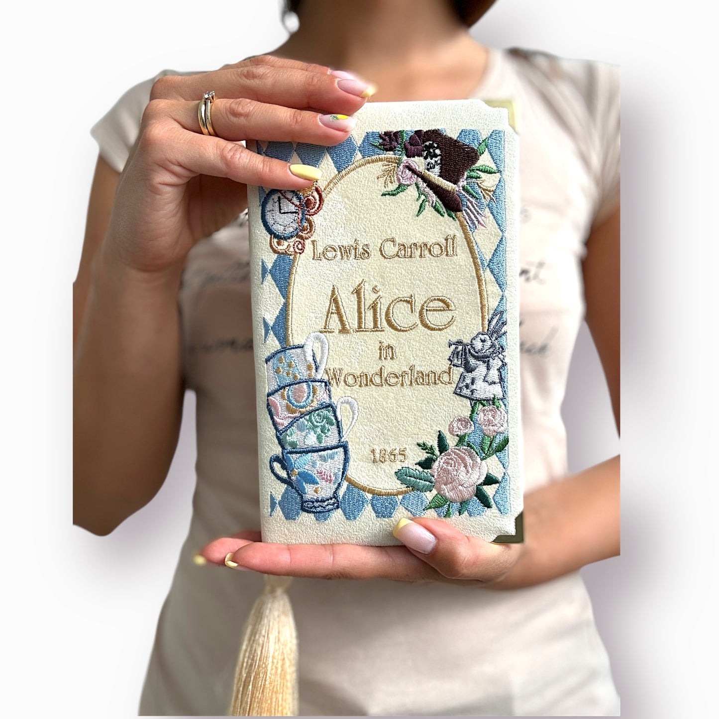 Book Clutch - Alice in Wonderland - with short handle