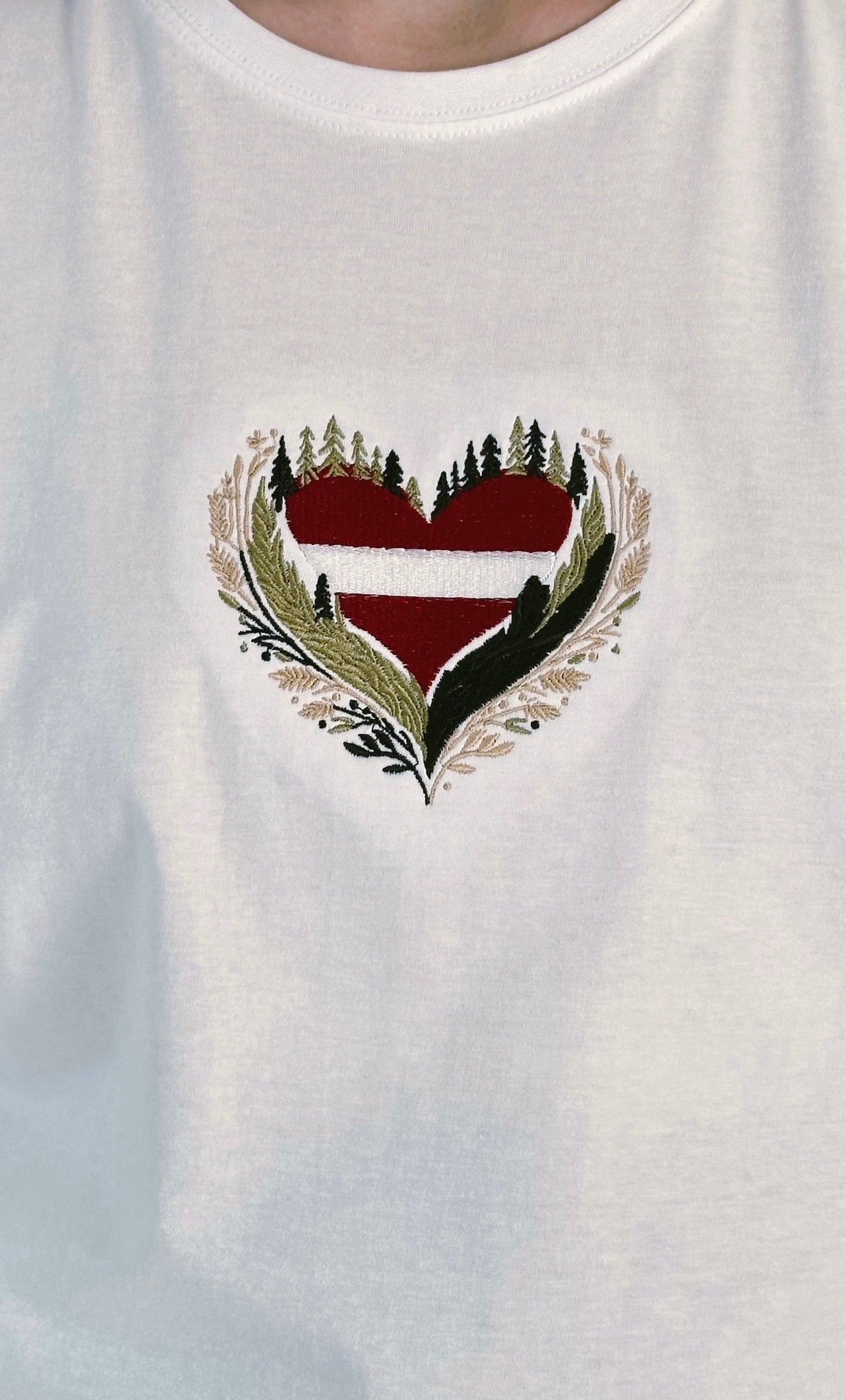 Embroidered T-shirt "Latvian heart in Forest"