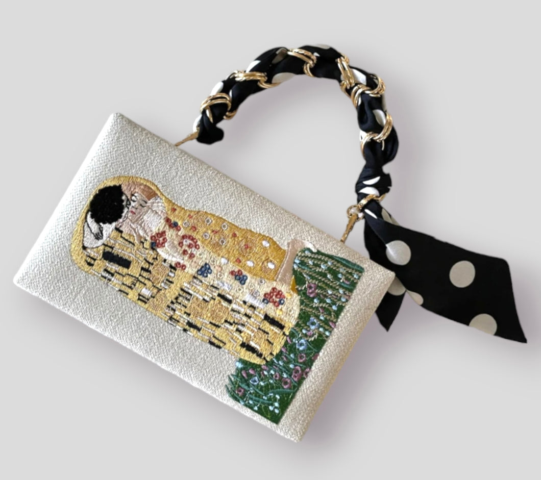 Book Clutch Bag - Gustav Klimt “The Kiss” - with short handle