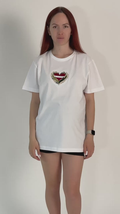 Embroidered T-shirt "Latvian heart in Forest"