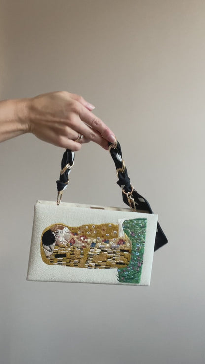 Book Clutch Bag - Gustav Klimt “The Kiss” - with short handle