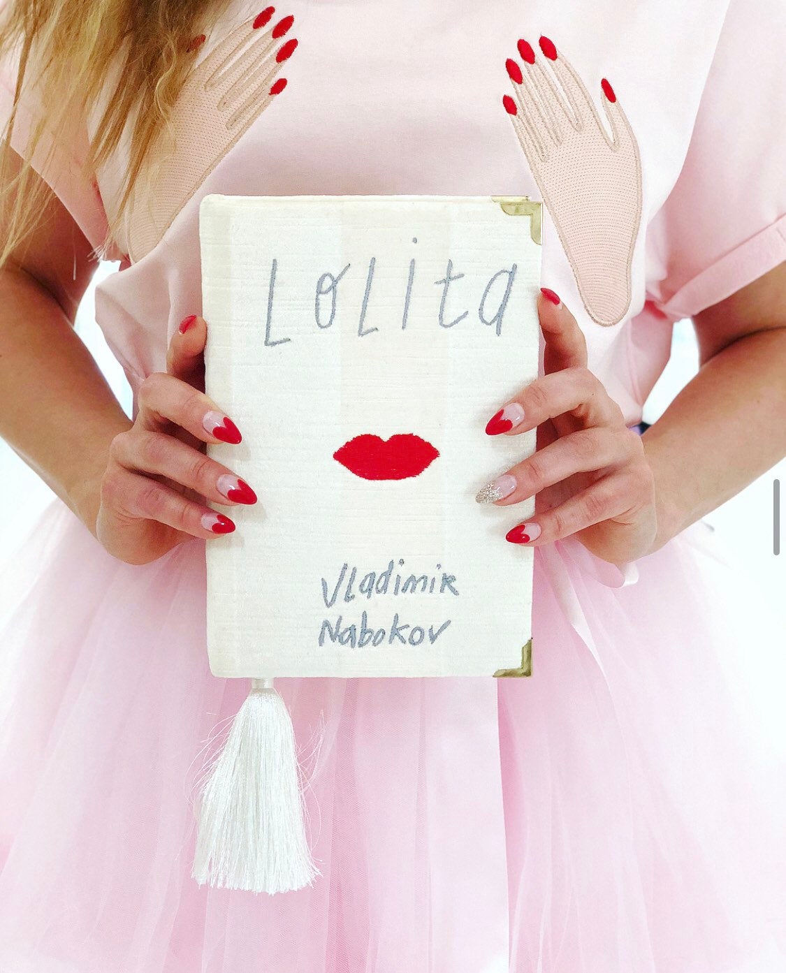 Book clutch purse - Lolita by Vladimir Nabokov - White velvet