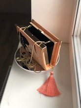 Load image into Gallery viewer, Embroidered Book Clutch - Crazy Rich Asians - Peach velvet version
