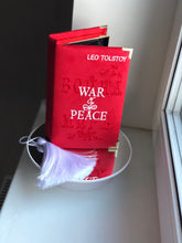 Load image into Gallery viewer, Embroidered red Book Clutch - War and Peace
