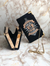 Load image into Gallery viewer, Book clutch handbag - Fantastic Beasts - Black embroidered velvet
