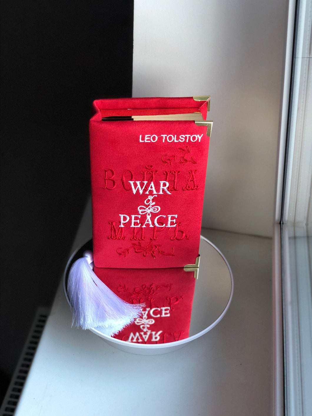 Embroidered red Book Clutch - War and Peace