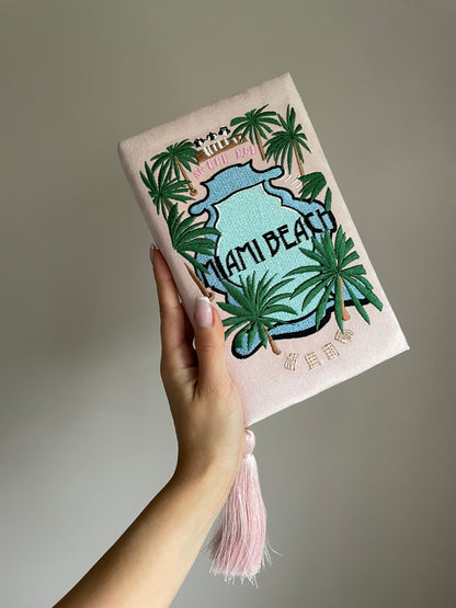 Embroidered Book Clutch - Miami