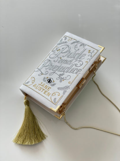 Pride and Prejudice ivory white clutch book