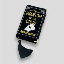 Load image into Gallery viewer, Embroidered book clutch, pink novelty bag, crossbody purse Phantom of the Opera
