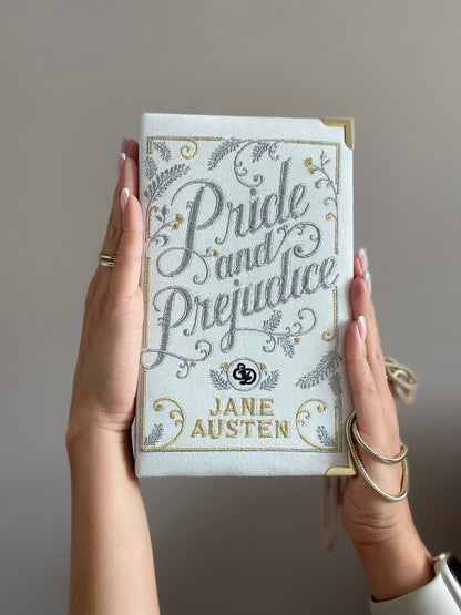 Pride and Prejudice ivory white clutch book