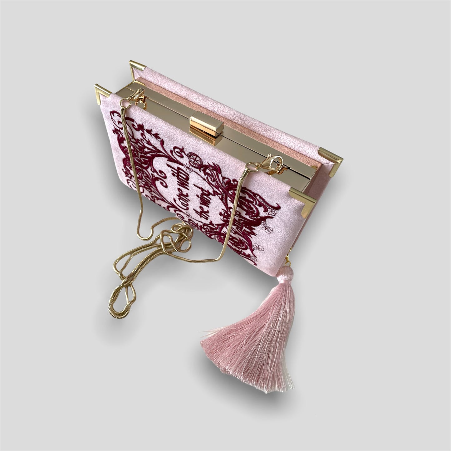 Embroidered book clutch, pink novelty bag, crossbody purse Gone with the Wind