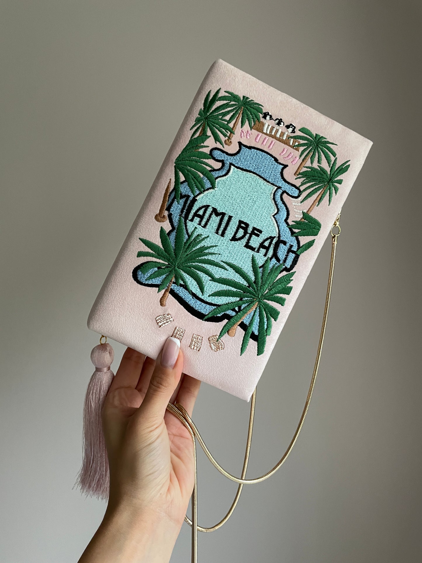 Embroidered Book Clutch - Miami