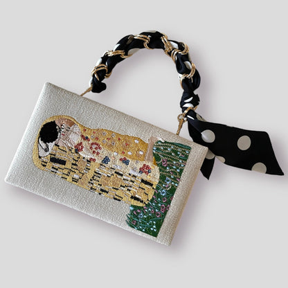 Book Clutch Bag - Gustav Klimt “The Kiss” - with short handle