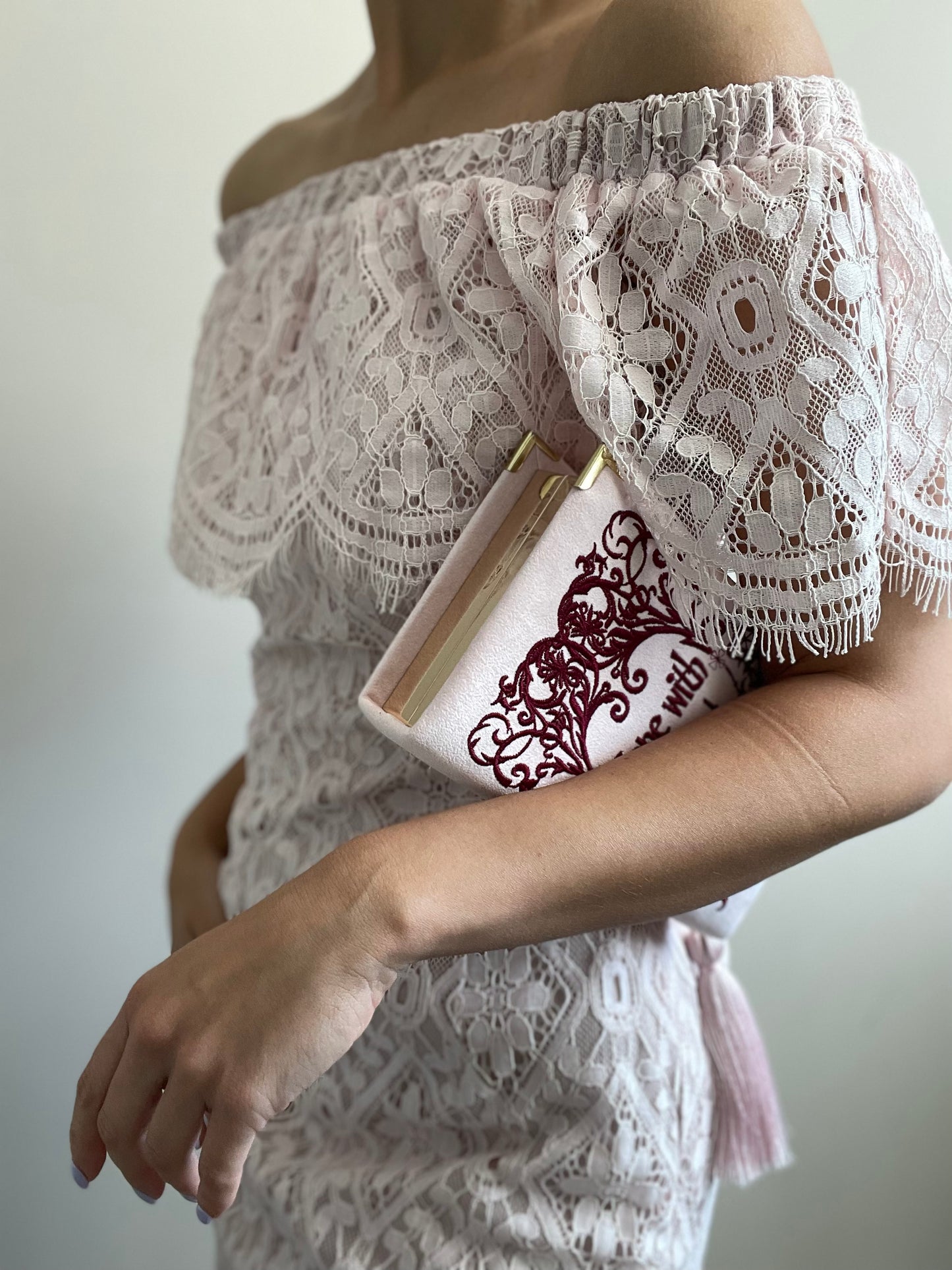 Embroidered book clutch, pink novelty bag, crossbody purse Gone with the Wind